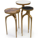 Mixer Side Table - Set of 3 - Natural Brass / Multicolor