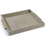 Faux Shagreen Square Tray - Ivory Cream / Brass