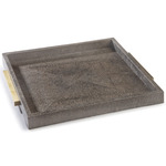 Faux Shagreen Square Tray - Brown / Brass