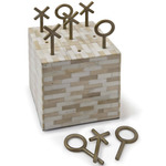 Tic Tac Toe Block - Bone Tile / Antique Brass