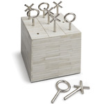 Tic Tac Toe Block - Bone / Polished Nickel