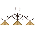 Phoenix Linear Pendant with Cone Metal Shade - Bronze / Satin Gold