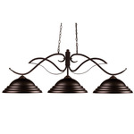 Phoenix Linear Pendant with Stepped Dome Metal Shade - Bronze / Bronze