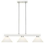 Cobalt Linear Glass Cone Shade Chandelier - Brushed Nickel / Matte Opal