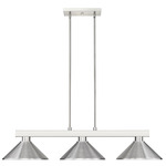 Players Linear Pendant with Cone Metal Shade - Brushed Nickel / Brushed Nickel