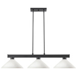 Cobalt Linear Glass Cone Shade Chandelier - Matte Black / Matte Opal