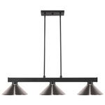 Cobalt Steel Linear Multi Light Chandelier - Matte Black / Brushed Nickel