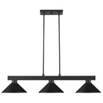 Cobalt Steel Linear Multi Light Chandelier - Matte Black / Matte Black