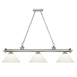 Cordon Linear Pendant with Cone Glass Shade  - Brushed Nickel / Matte Opal