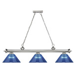 Cordon Linear Pendant with Ribbed Cone Acrylic Shade - Brushed Nickel / Dark Blue