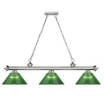 Cordon Linear Pendant with Ribbed Cone Acrylic Shade - Brushed Nickel / Green
