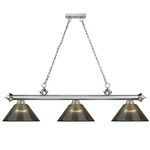 Cordon Linear Pendant with Ribbed Cone Acrylic Shade - Brushed Nickel / Smoke