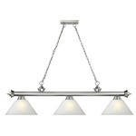 Cordon Linear Pendant with Cone Glass Shade  - Brushed Nickel / White Linen