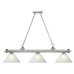 Cordon Linear Pendant with Cone Glass Shade - Brushed Nickel / White Linen