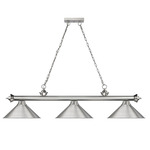 Cordon Linear Pendant with Cone Metal Shade - Brushed Nickel / Brushed Nickel