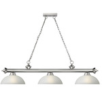Cordon Linear Pendant with Dome Glass Shade - Brushed Nickel / White Linen