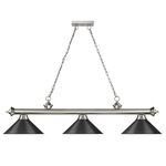 Cordon Linear Pendant with Cone Metal Shade - Brushed Nickel / Matte Black / Matte Black