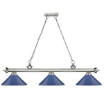 Cordon Linear Pendant with Cone Metal Shade - Brushed Nickel / Navy Blue / Navy