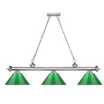 Cordon Linear Pendant with Cone Acrylic Shade - Brushed Nickel / Green