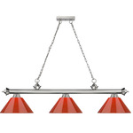 Cordon Linear Pendant with Cone Acrylic Shade - Brushed Nickel / Red