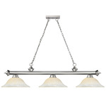 Cordon Linear Pendant with Flared Glass Shade - Brushed Nickel / White Mottle