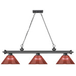 Cordon Linear Pendant with Ribbed Cone Acrylic Shade - Bronze Plate / Burgundy