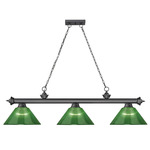 Cordon Linear Pendant with Ribbed Cone Acrylic Shade - Bronze Plate / Green