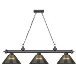 Cordon Linear Pendant with Ribbed Cone Acrylic Shade - Bronze Plate / Smoke