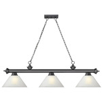 Cordon Linear Pendant with Cone Glass Shade  - Bronze Plate / White Linen