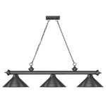 Cordon Linear Pendant with Cone Metal Shade - Bronze Plate / Bronze Plate