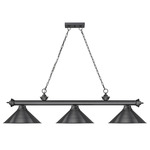 Cordon Linear Pendant with Cone Metal Shade - Bronze Plate / Bronze Plate