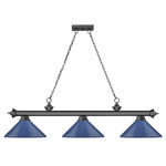 Cordon Linear Pendant with Cone Metal Shade - Bronze Plate / Navy Blue / Navy