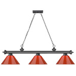 Cordon Linear Pendant with Cone Acrylic Shade - Bronze Plate / Red