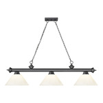 Cordon Linear Pendant with Cone Acrylic Shade - Bronze Plate / White