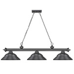 Cordon Linear Pendant with Stepped Metal Shade - Bronze Plate / Bronze Plate
