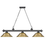 Cordon Linear Pendant with Stepped Metal Shade - Bronze Plate / Rubbed Brass / Rubbed Brass