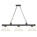 Cordon Linear Pendant with Cone Glass Shade  - Bronze / Matte Opal