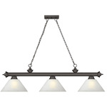 Cordon Linear Pendant with Cone Glass Shade  - Bronze / White Linen