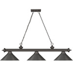 Cordon Linear Pendant with Cone Metal Shade - Bronze / Bronze