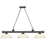Cordon Linear Pendant with Dome Glass Shade - Bronze / Matte Opal