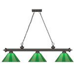 Cordon Linear Pendant with Cone Acrylic Shade - Bronze / Green