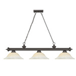 Cordon Linear Pendant with Flared Glass Shade - Bronze / White Mottle