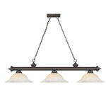 Cordon Linear Pendant with Flared Glass Shade - Bronze / White Mottle