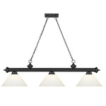 Cordon Linear Pendant with Cone Glass Shade  - Matte Black / Matte Opal