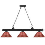 Cordon Linear Pendant with Ribbed Cone Acrylic Shade - Matte Black / Burgundy