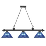 Cordon Linear Pendant with Ribbed Cone Acrylic Shade - Matte Black / Dark Blue