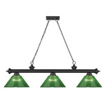 Cordon Linear Pendant with Ribbed Cone Acrylic Shade - Matte Black / Green