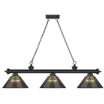 Cordon Linear Pendant with Ribbed Cone Acrylic Shade - Matte Black / Smoke