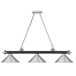 Cordon Linear Pendant with Cone Metal Shade - Brushed Nickel/Matte Black/Brushed Nickel / Brushed Nickel