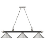 Cordon Linear Pendant with Cone Metal Shade - Brushed Nickel/Matte Black/Brushed Nickel / Brushed Nickel